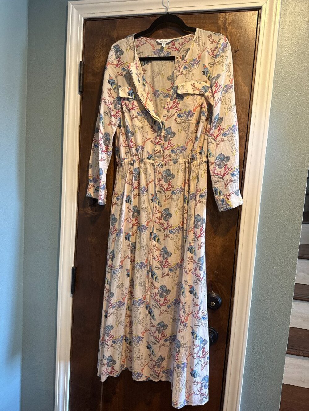 Unique Patterned Dress with Seaside Coastal Shell Corral Print - Size: US6